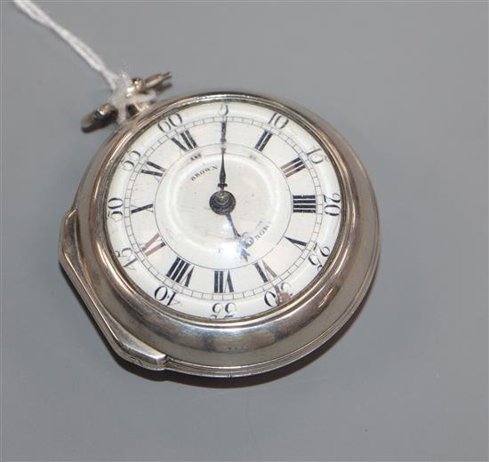 Samuel Brown, Edinburgh, a George III silver pair-cased key-wind pocket watch.